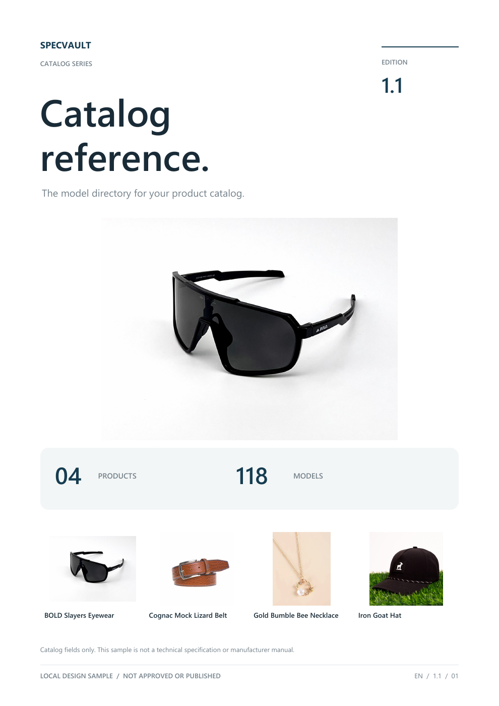 Sample catalog reference PDF with four real product photographs